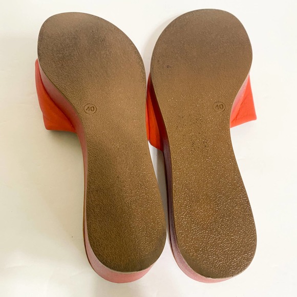 Bonavi Orange-Red Leather Platform Slides Size EU 40 - Picture 10 of 14